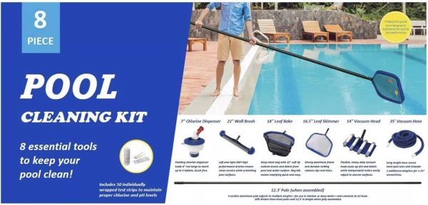 8-Piece Essential Pool Cleaning Kit – All-Season Tools